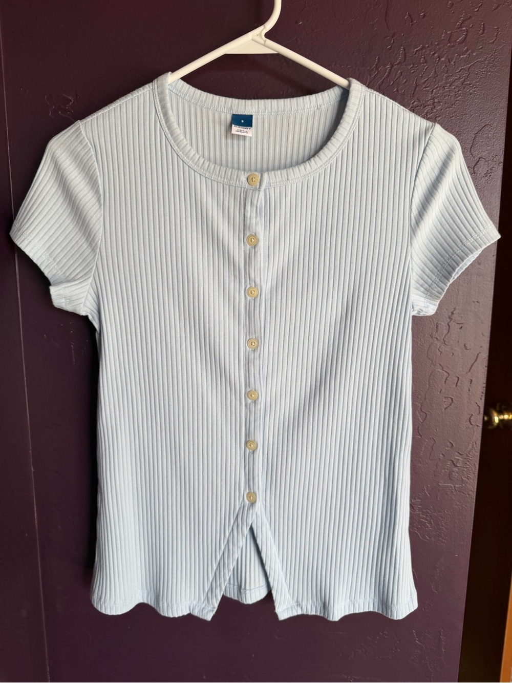Old Navy Ribbed Light Blue Button Up